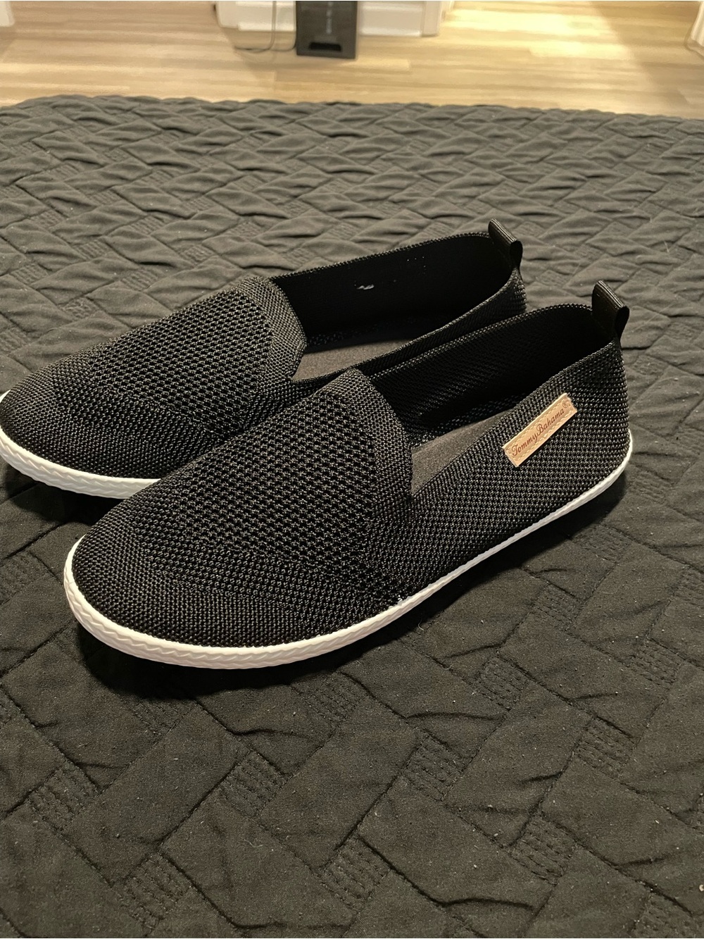 Tommy Bahama Black Knit Slip-On Loafers